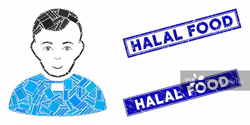 马赛克神父和清真食品刮痕矩形图片素材