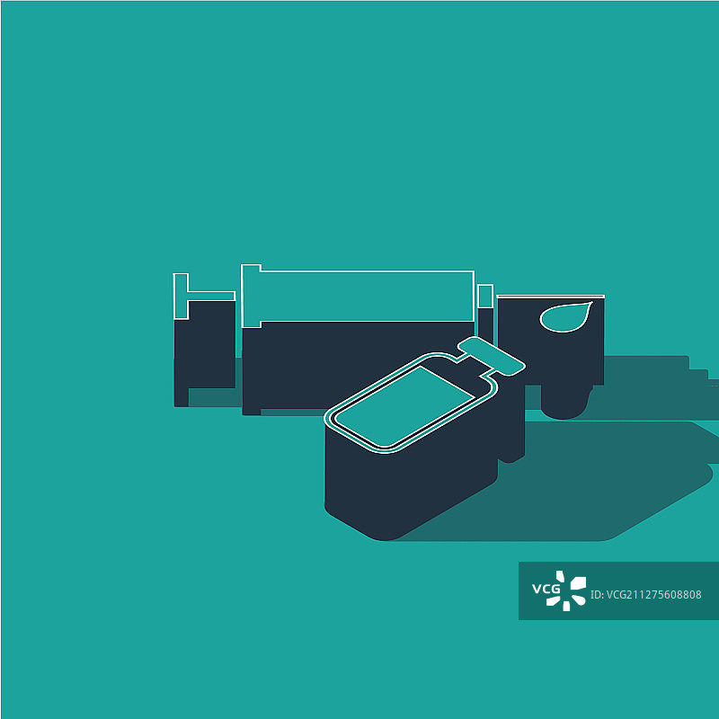 2.5D医用注射器、针头与药瓶图片素材