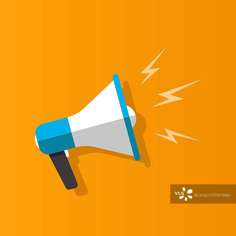 橙色背景上的扁平风扬声器图片素材