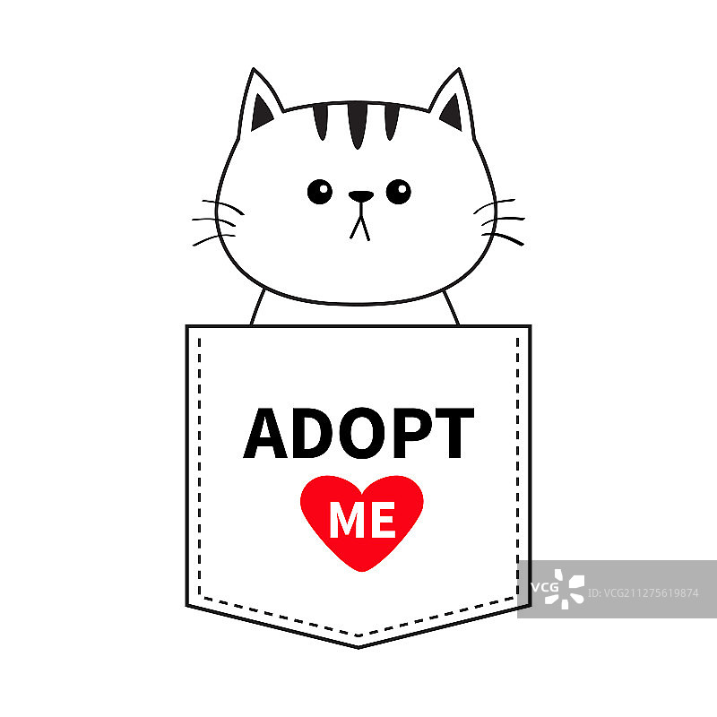 猫坐在口袋里，红心很可爱图片素材