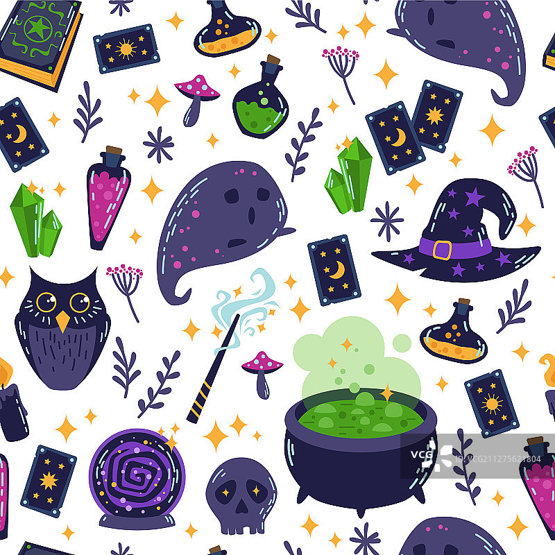 魔法主题无缝图案图片素材
