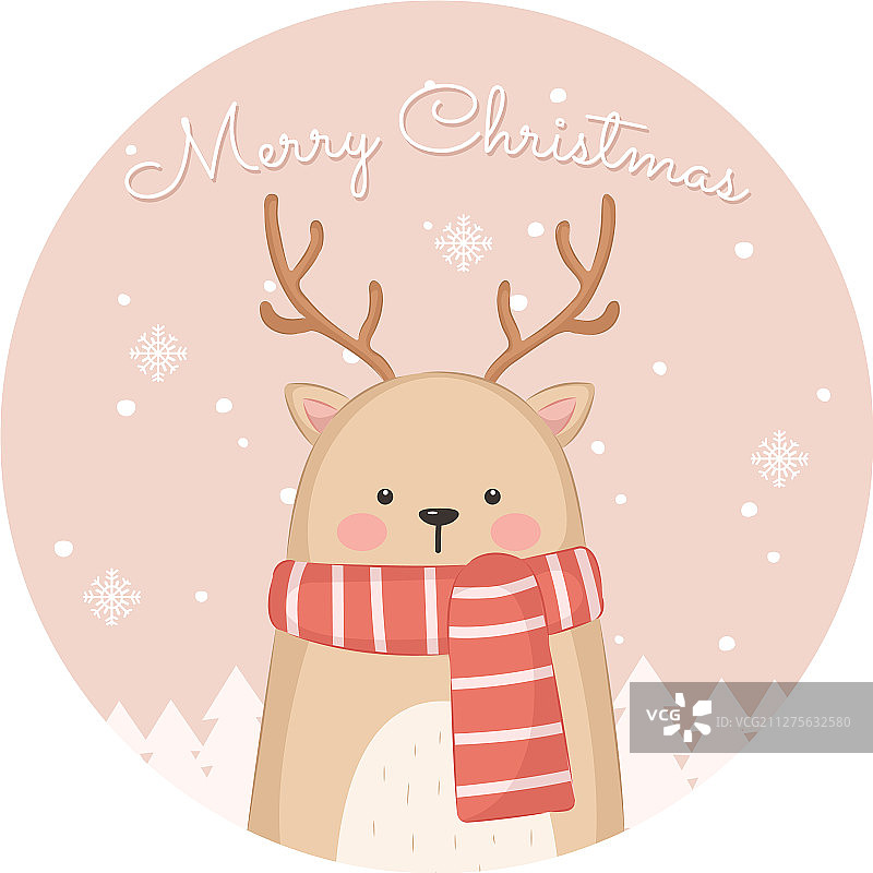 圣诞贺卡可爱驯鹿图片素材