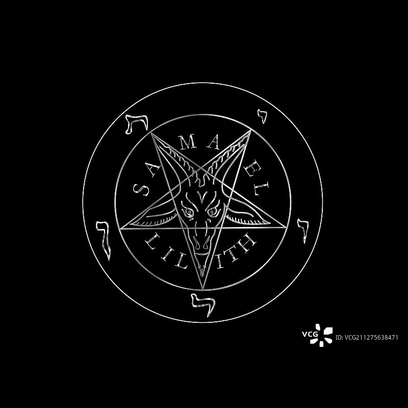 威卡教标志银色封印巴弗灭 - 撒旦教图片素材