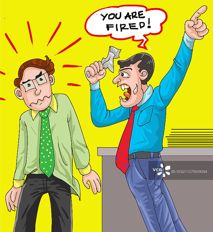 愤怒的老板解雇员工图片素材