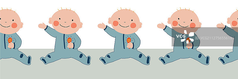 重复婴儿图案的无缝边框图片素材