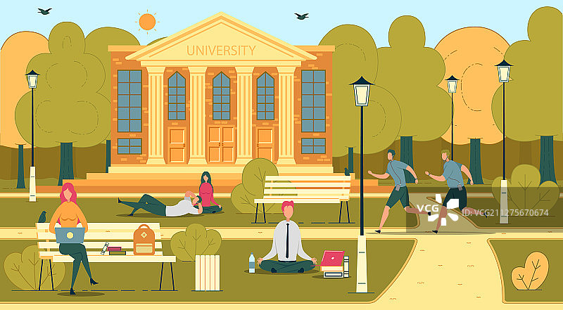 校园场景中的大学生图片素材