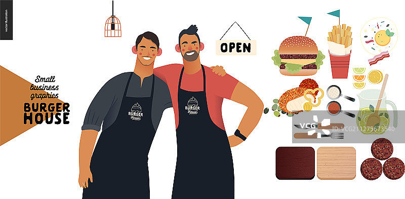 汉堡店小生意业主图片素材