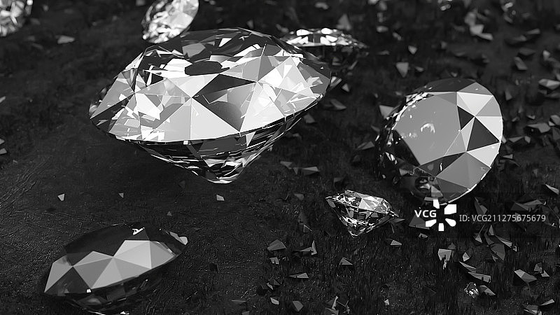 桌面上摆放的晶莹剔透的钻石图片素材