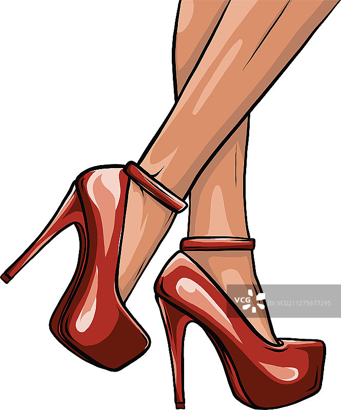 穿着时尚鞋子的女人插画图片素材