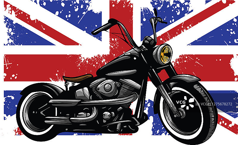 带有英国国旗的定制摩托车图片素材