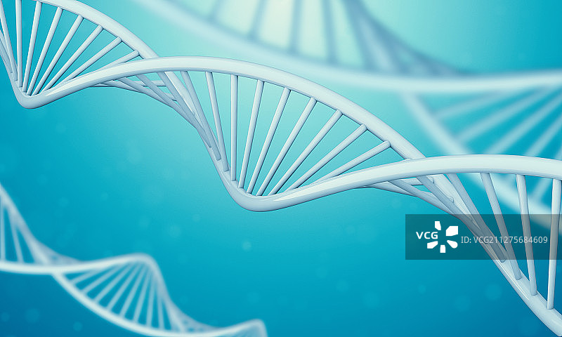 蓝色液体中漂浮的DNA双链模型图片素材