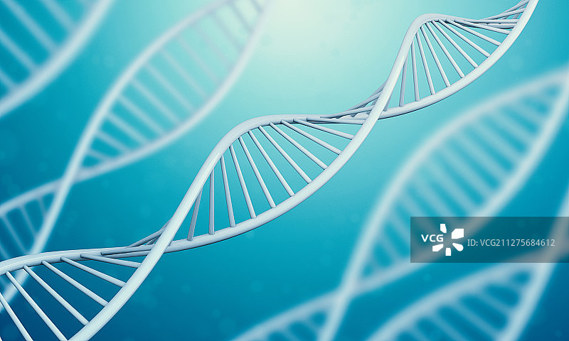 蓝色液体中漂浮的DNA双链模型图片素材