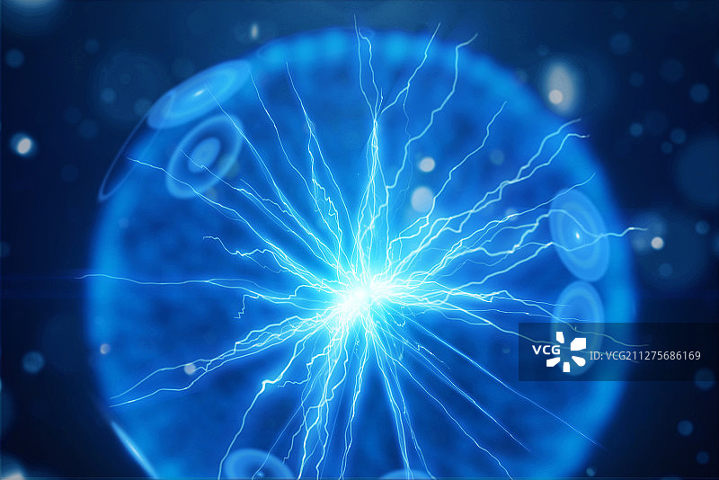 内蕴闪电的能量球图片素材