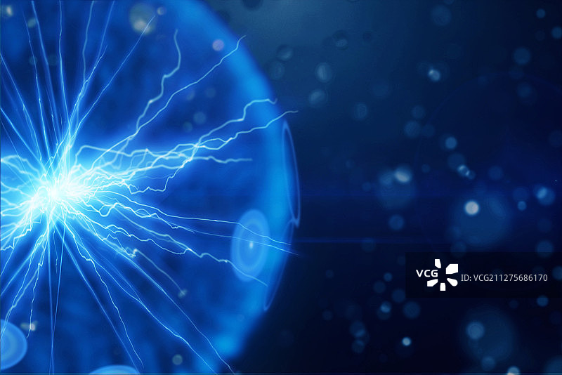内蕴闪电的能量球图片素材