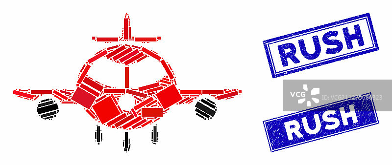 货运飞机马赛克和Grunge矩形印章图片素材