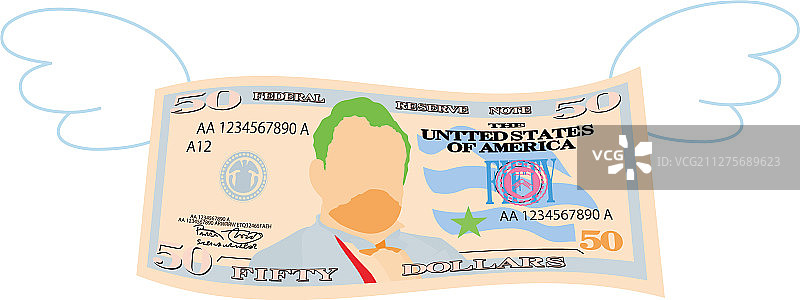 彩色羽毛状变形50美元纸币图片素材