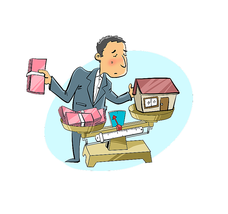 天坪上的金钱与房子图片素材