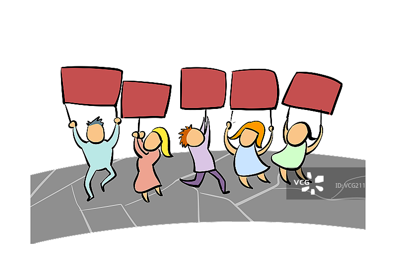 举着牌子跳舞的一排人图片素材