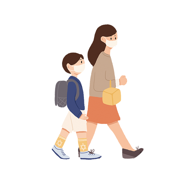 走路的母子图片素材