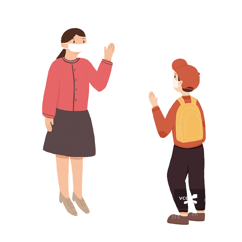 男孩和女子打招呼图片素材