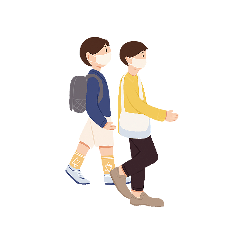 两个走路的男孩图片素材