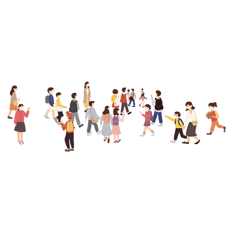 校门口一群上学的家长师生图片素材