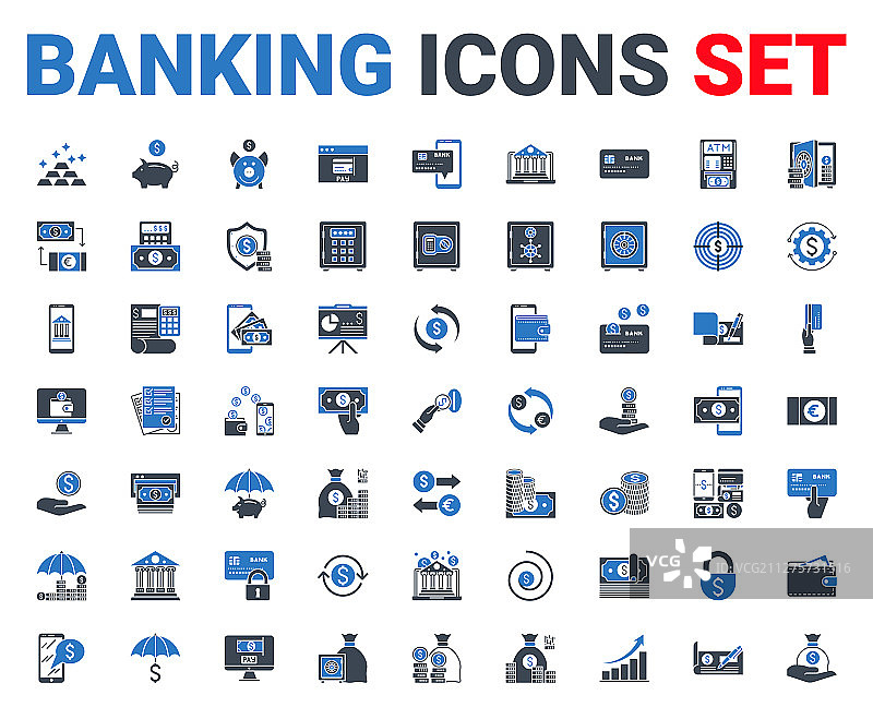移动和Web应用银行图标字形设置图片素材