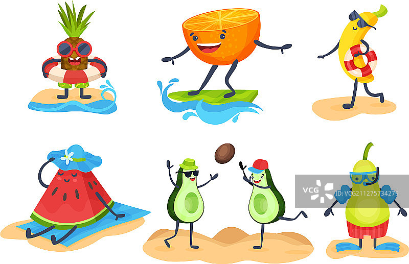 拟人化的异国水果参加体育运动图片素材