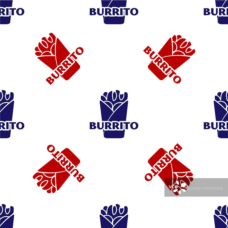 蓝红色墨西哥卷饼图标无缝背景图片素材