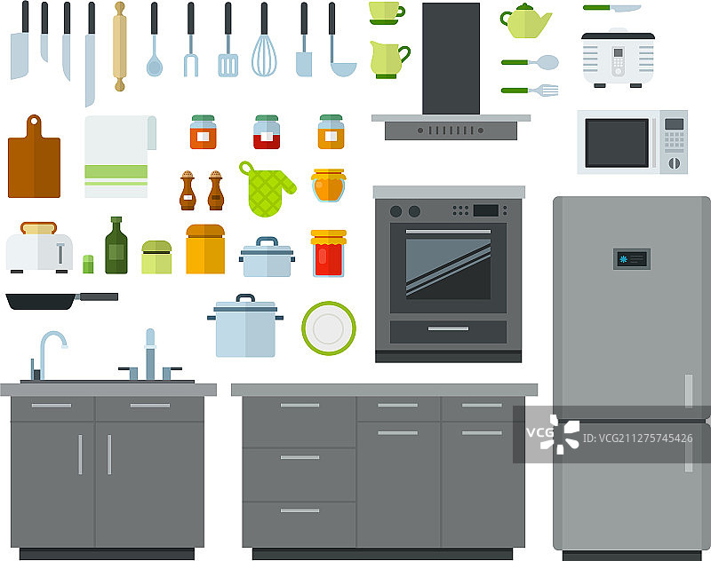 厨房工具图标扁平化设计图片素材