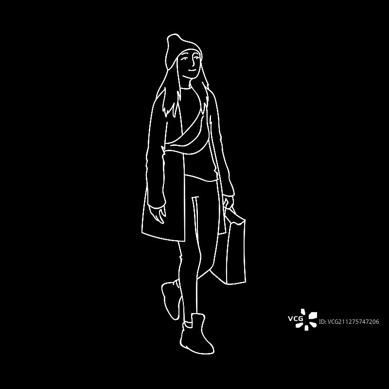 戴着无檐帽，穿着斗篷的长发可爱女孩图片素材