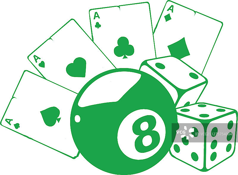 A牌扑克与8号球图片素材
