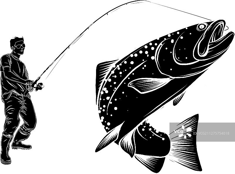渔夫钓鱼设计图片素材
