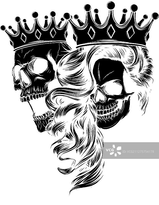 国王和王后的骷髅死亡画像图片素材