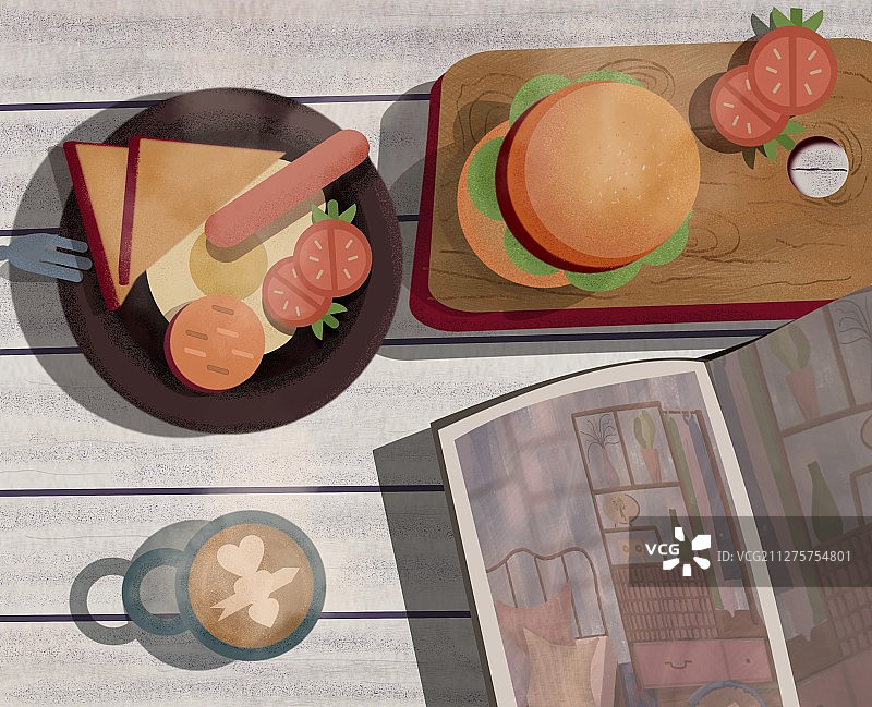 扁平风纹理凌晨五点想要的早餐图片素材