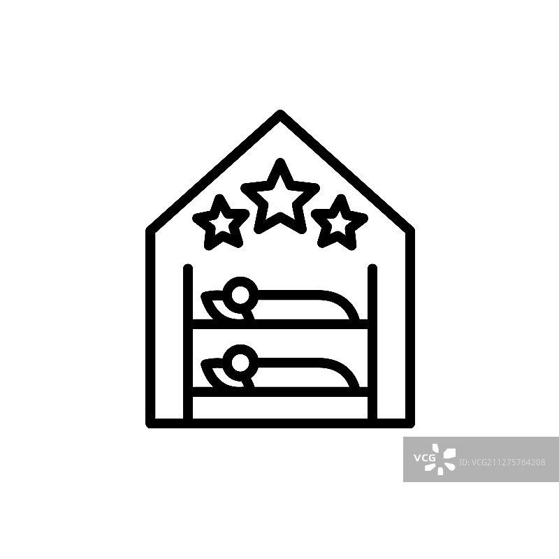 带两张床和三星的旅馆房间标志图片素材