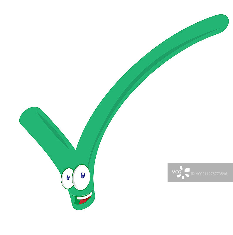 白色背景上孤立的卡通对勾图片素材