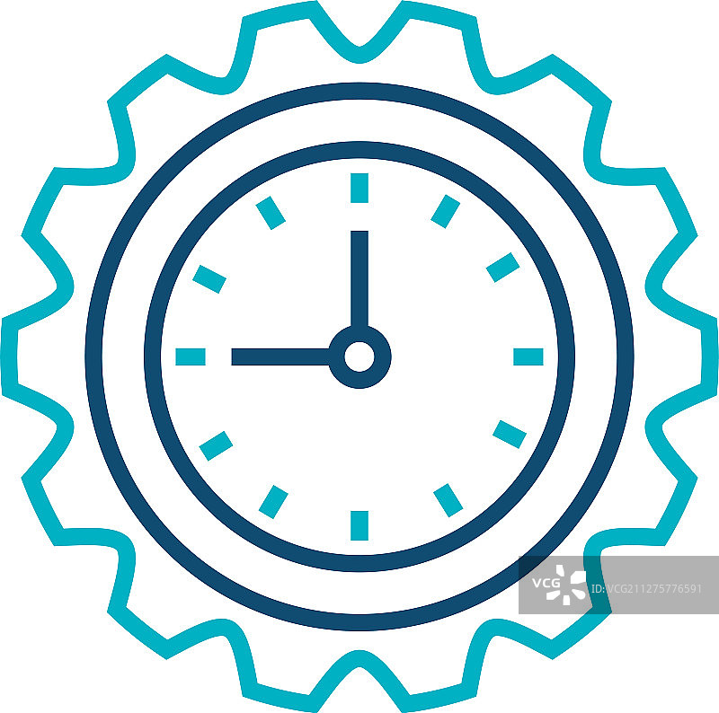 齿轮形状时钟线性图标图片素材