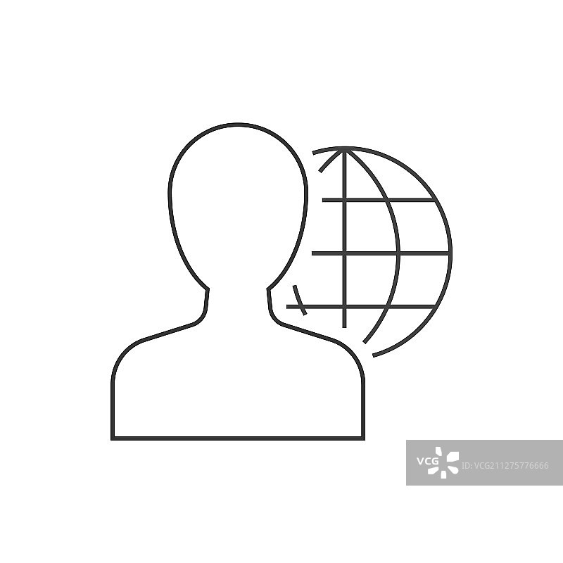 男人和线性图标后的地球图片素材