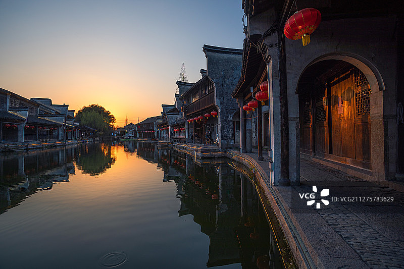 古镇暮色图片素材