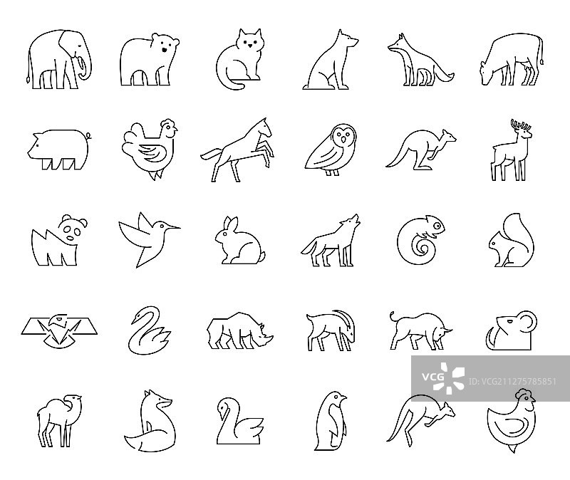 线性动物图标合集图片素材