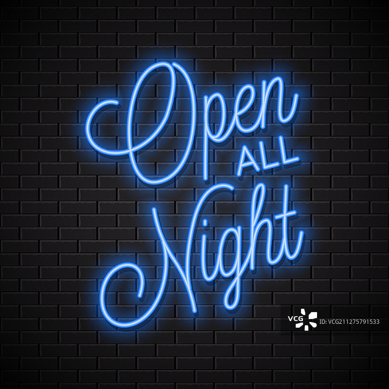 通宵营业霓虹灯标志banner图片素材