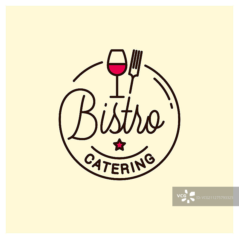 小酒馆餐饮Logo圆形线性与酒杯图片素材