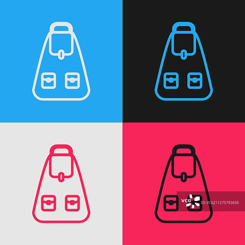 彩色线条学校背包图标图片素材