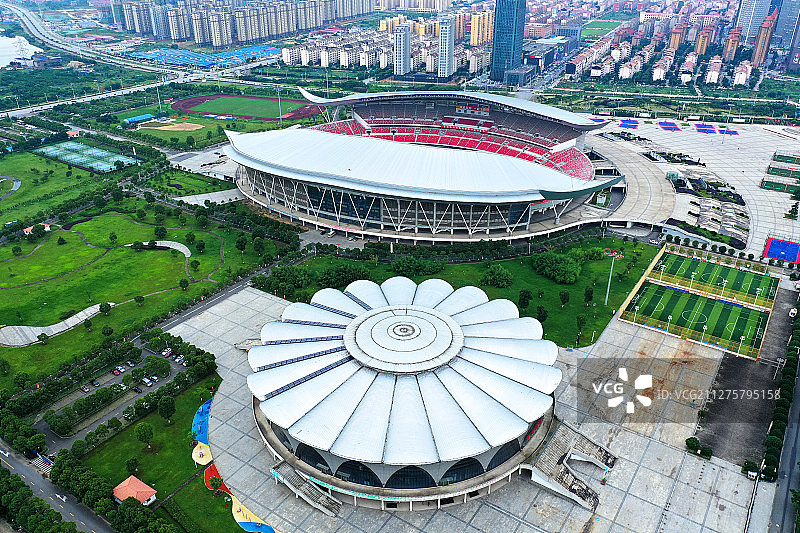 俯瞰南昌国际体育中心+江西省南昌市新建区南昌国际体育中心图片素材