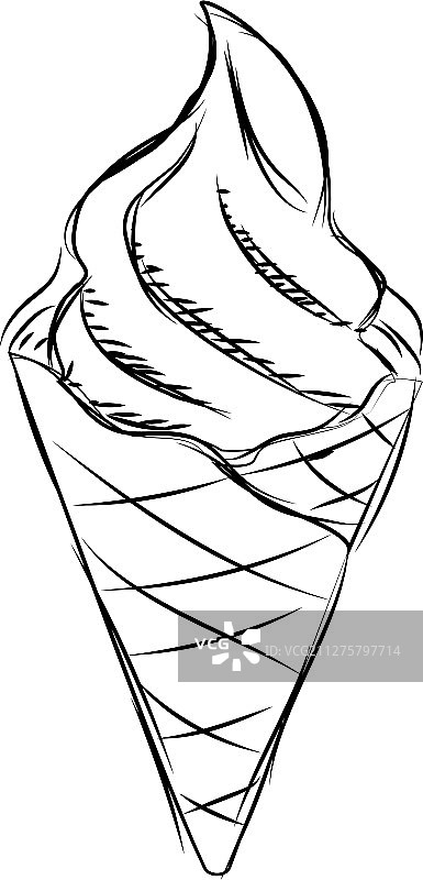 冰淇淋甜筒素描图片素材