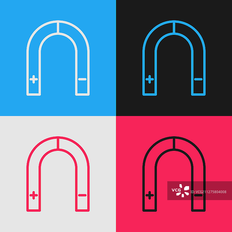 彩色线条磁铁图标图片素材