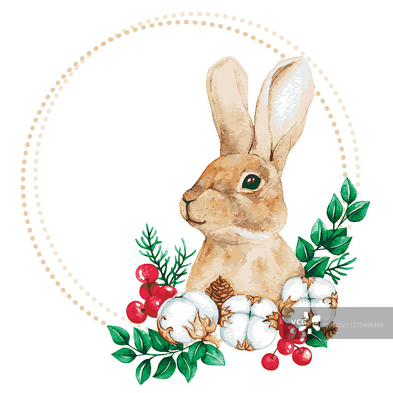 水彩兔子边框图片素材