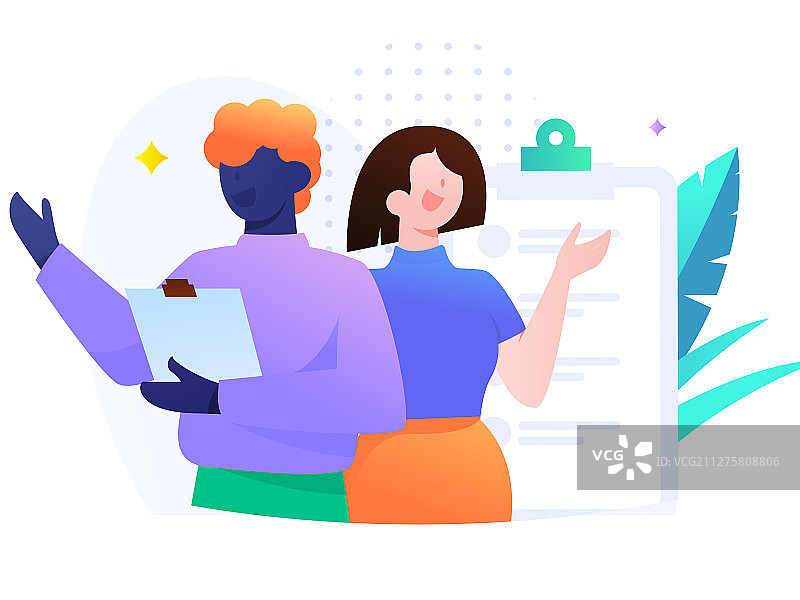 邀请问卷的人物， 矢量扁平人物场景创意概念插画_画板 1图片素材