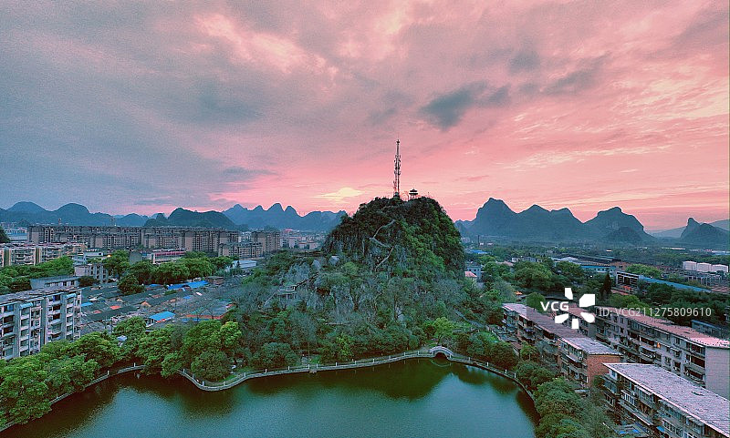 塔山夕阳图片素材